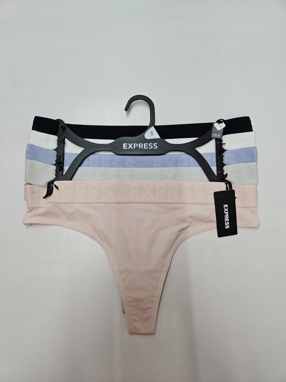 Express Woman's Soft Rib Thong Small Multicolor 5 Pack